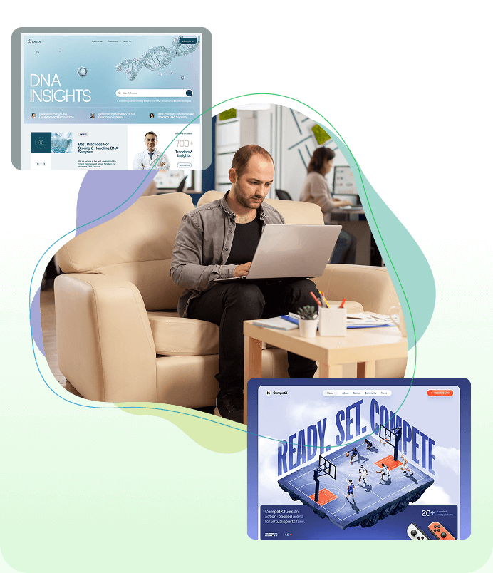 a man sitting on a chair using a laptop