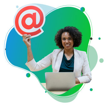 Marketing professional in Boise holding email icon while planning targeted email campaigns with Tetonix