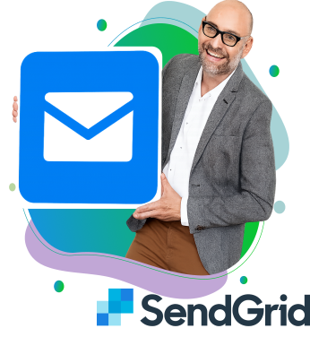 Smiling marketer holding SendGrid email icon for Boise campaigns
