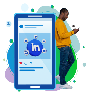 Man viewing LinkedIn ads on phone for social media advertising in Boise